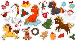 Купить Комплект новогодних наклеек Год лошади 255*140 мм в Беларуси от 4.00 BYN Купить Комплект новогодних наклеек Год лошади 255*140 мм в Беларуси от 4.00 BYN