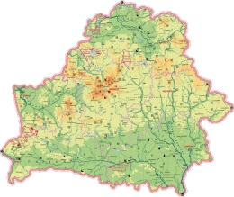 Купить Фигурный стенд  Физическая карта Республики Беларусь 1500*1270 в Беларуси от 368.00 BYN