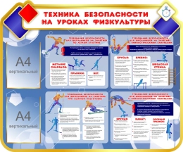 Купить Стенд фигурный Техника безопасности на уроках физкультуры в голубых тонах 1200*1000 мм в Беларуси от 222.80 BYN