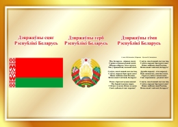 Купить Стенд Государственная символика Республики Беларусь в золотистых тонах 420*300 мм в Беларуси от 21.00 BYN