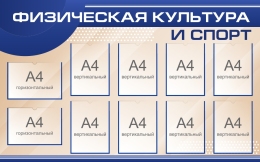 Купить Стенд Физическая культура и спорт. Информация, спорт, здоровье в сине-бежевых тонах 1500*940 мм в Беларуси от 281.00 BYN