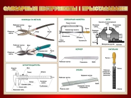 Купить Стенд Слясарныя інструменты і прыстасаванні в кабинет трудового обучения на белорусском языке в бордовых тонах 1000*700мм в Беларуси от 121.00 BYN