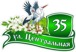 Купить Табличка Номер дома и название улицы с аистами в зелёных тонах 600*410 мм в Беларуси от 48.00 BYN