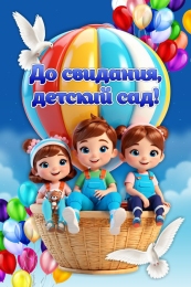 Купить Баннер До свидания, детскмй сад! с детьми на воздушком шаре в Беларуси от 24.00 BYN