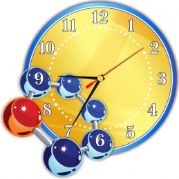 Купить Часы настенные кварцевые для кабинета химии в голубых тонах 290*290мм в Беларуси от 31.50 BYN