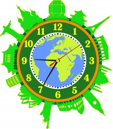 Купить Часы настенные кварцевые Достопримечательности мира в салатовых тонах 330*370 мм в Беларуси от 34.00 BYN