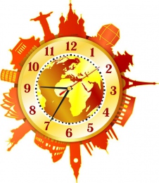 Купить Часы настенные кварцевые Достопримечательности мира  в золотистых тонах 330*370 мм в Беларуси от 34.00 BYN