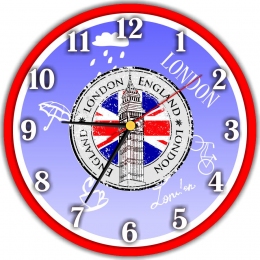 Купить Часы в кабинет английского языка в сине-красных тонах 250*250 мм в Беларуси от 29.00 BYN