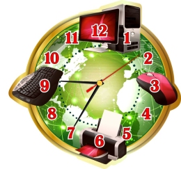Купить Часы в кабинет информатики в зелено-крсных тонах 280*280 мм в Беларуси от 32.00 BYN