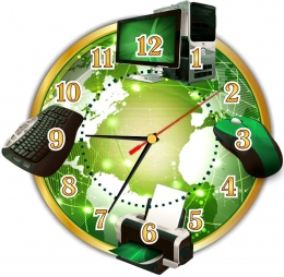 Купить Часы в кабинет информатики в золотисто-зеленых тонах 280*280 мм в Беларуси от 31.50 BYN