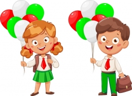 Купить Фигурный односторонний элемент Школьники с воздушными шарами 420*310 мм в Беларуси от 21.00 BYN
