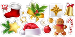 Купить Набор Новогодних наклеек 230*114 мм в Беларуси от 3.00 BYN