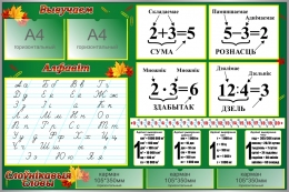 Купить Стенд для начальных классов в зеленых тонах на белорусском языке 1500*1000мм в Беларуси от 250.16 BYN