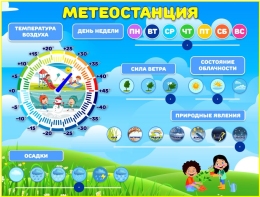 Купить Стенд Календарь природы Метеостанция для улицы в голубых тонах 760*1000мм в Беларуси от 143.00 BYN