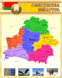 Купить Стенд Карта Беларуси на русском языке золотисто-коричневая 600*750 мм в Беларуси от 70.00 BYN