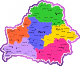 Купить Стенд Карта Беларуси в фиолетовых тонах 900*750 мм в Беларуси от 105.00 BYN
