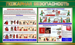 Купить Стенд Пожарная безопасность в золотисто-зелёных тонах 1000*600 мм в Беларуси от 97.00 BYN