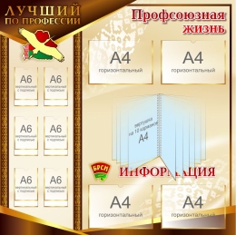 Купить Стенд Профсоюзная Жизнь в золотистый тонах 1150*1150мм в Беларуси от 311.00 BYN