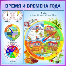 Купить Стенд Время и времена года в фиолетовых тонах 570*570 мм в Беларуси от 50.26 BYN