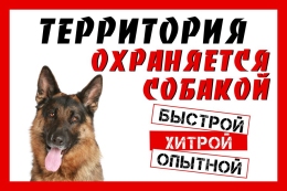Купить Табличка Территория охраняется собакой 300*200 мм в Беларуси от 10.00 BYN