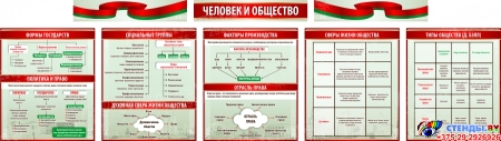 Комплект из 5 стендов с шапкой Человек и общество 3700х1050 мм