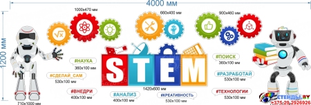 Композиция стендов для оформления кабинета информатики 4000х1200 мм