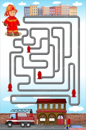 Лабиринт Пожарый спешит в пожарное депо 400*600мм