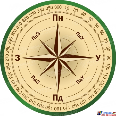 Односторонний фигурный элемент Компас на белорусском языке 70*70мм