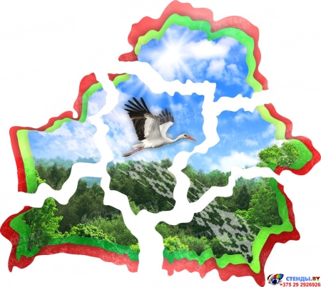 Стенд фигурный Контур карты Беларуси разделенный на области 1600*1400мм