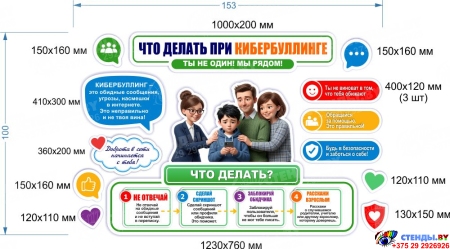 Стендовая композиция Что делать при кибербуллинге  1530*1000мм