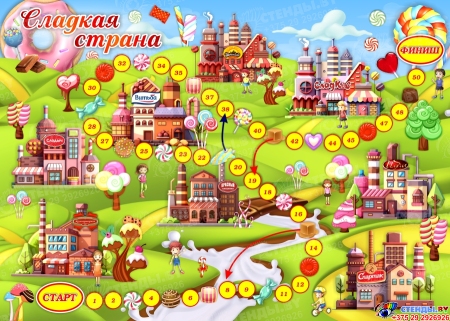 Игра-бродилка Сладкая страна с кондитерскими фабриками Республики Беларусь 420х300 мм