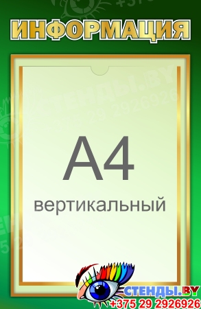 Стенд информационный в салатовых тонах 280*430мм