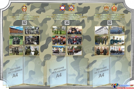 Стендовая композиция Военные учебные звведения Республики Беларусь с вертушками 4000*1000 мм Изображение #3 Стендовая композиция Военные учебные звведения Республики Беларусь с вертушками 4000*1000 мм Изображение #3