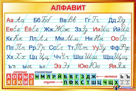 Стенд  Русский Алфавит  с указанием написания букв стрелками для начальной школы в золотистых тонах  900*600мм Стенд  Русский Алфавит  с указанием написания букв стрелками для начальной школы в золотистых тонах  900*600мм