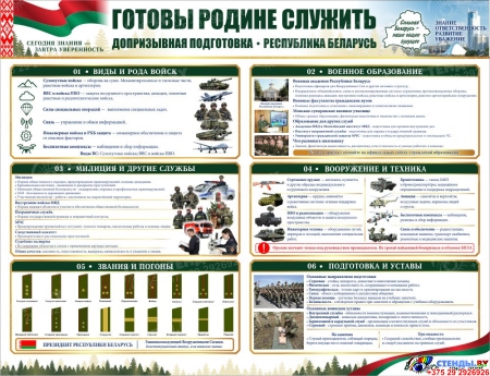 Стенд Готовы Родине служить 1500*1150мм
