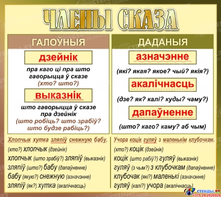 Стенд Члены сказа в золотистых тонах 750*670мм