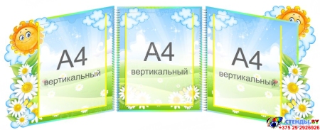 Стенд-ширма для группы Ромашка, Солнышко в виде папки-передвижки 1050*370 мм