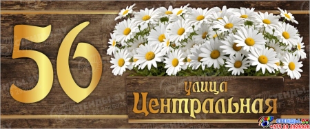 Табличка Номер дома и название улицы в коричневых тонах 600*250 мм