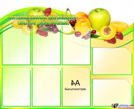 Композиция Стендов Уголок питания с фруктами и Правильное питание- залог здоровья! 2200*850 мм Изображение #1