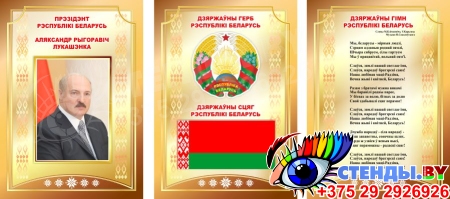Композиция Национальная символика в золотистых тонах на белорусском языке 900*420 мм