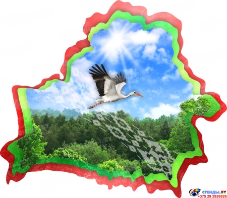 Стенд фигурный Контур карты Беларуси разделенный на области 1600*1400мм Изображение #1