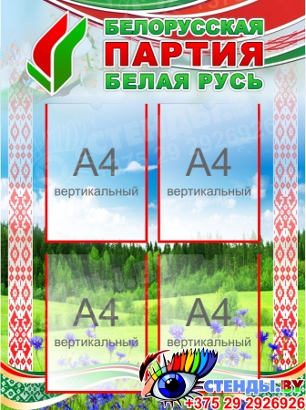 Стенд Белорусская партия Белая Русь 670*900 мм