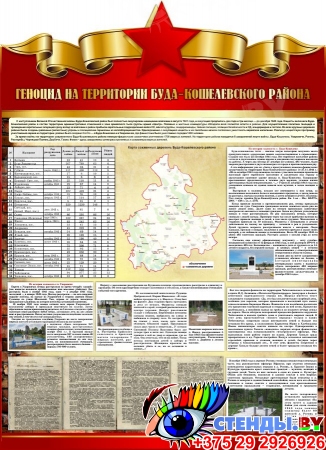 Стенд Геноцид на территории Буда-Кошелевского района Гомельской области 900*1250 мм