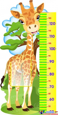 Стенд-Ростомер с изображением Жирафика с карманом А5 460*910мм
