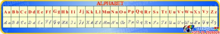 Стенд Таблица Алфавит  для кабинета французского языка в сине-голубых тонах 1950*300мм