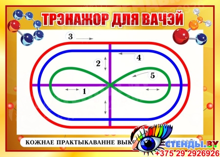 Стенд Тренажёр для глаз для кабинета химии на белорусском языке 370*260мм