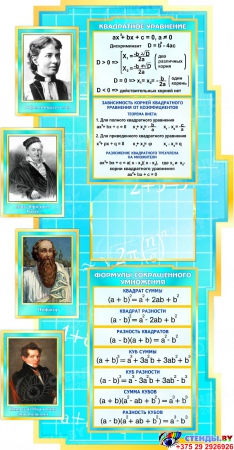 Стенд в кабинет Математики Математика вокруг нас с формулами в голубых тонах 1890*960мм Изображение #2