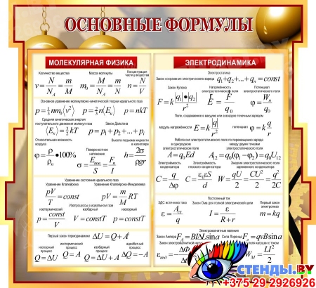 Стенд в кабинет физики Основные формулы 800*730 мм