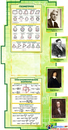 Стенд в кабинет Математики Математика вокруг нас с формулами зеленый 1800*995мм Изображение #3