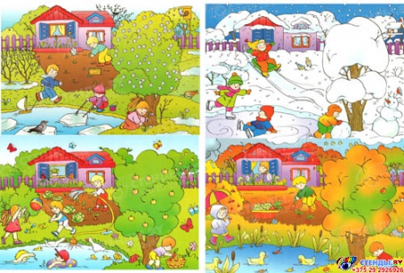 Стенд фигурный Календарь Природы, развивающий для начальной школы или детского сада 800*650мм Изображение #2